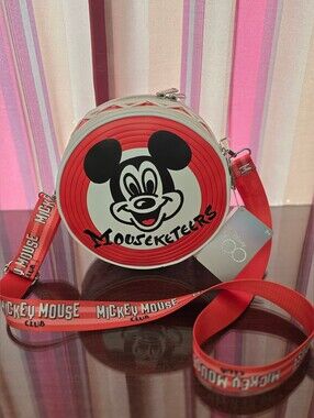 NWT Loungefly Disney Red Mickey Mouse Mouseketeers Round Crossbody Bag